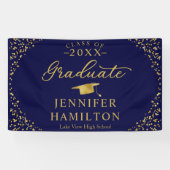 Afstuderen moderne blauw gouden Afstuderen banner (Horizontaal)
