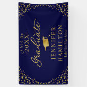Afstuderen moderne blauw gouden Afstuderen banner (Verticaal)