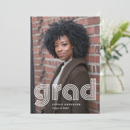 Afstuderen | Moderne disco typografie en twee foto Kaart (Staand voorkant)