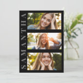 Afstuderen Moderne, eenvoudige drie foto's Kaart (Staand voorkant)