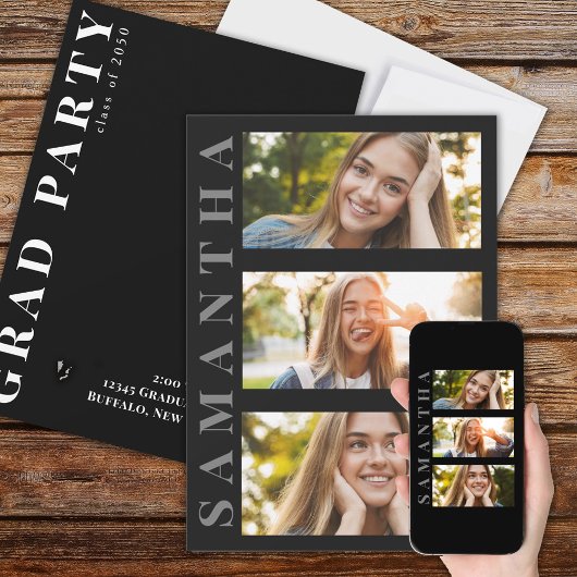 Afstuderen Moderne, eenvoudige drie foto's Kaart