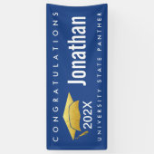 Afstuderen moderne, eenvoudige gouden Pet marinebl Spandoek (Verticaal)