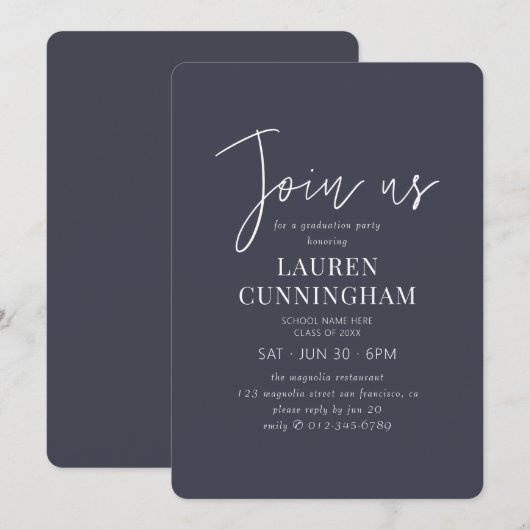 Afstuderen Moderne, eenvoudige minimalistische afb Kaart (Voorkant / Achterkant)