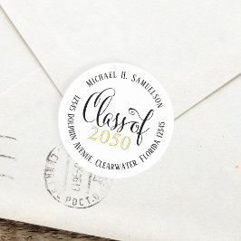 Afstuderen Moderne Elegant Script Class of Gold Ronde Sticker