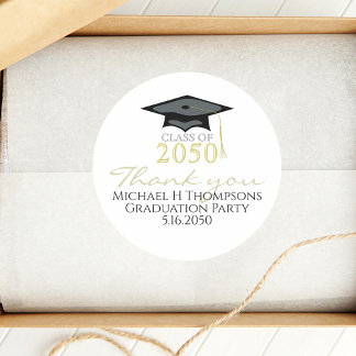 Afstuderen Moderne Elegant Script Typografie Ronde Sticker