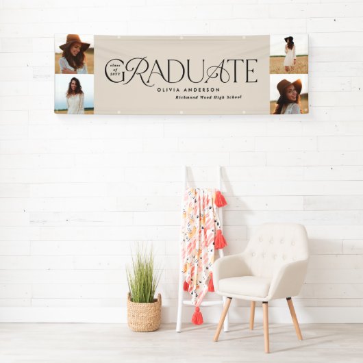 Afstuderen moderne elegante typografie multi-foto spandoek (Insitu)