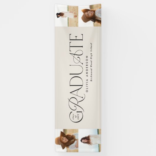 Afstuderen moderne elegante typografie multi-foto spandoek (Verticaal)