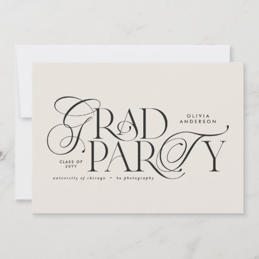 Afstuderen moderne elegante typografie zwart & wit kaart (Voorkant)
