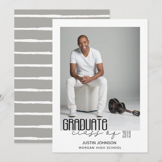 Afstuderen Moderne elegantie Feestdagenkaart (Voorkant / Achterkant)