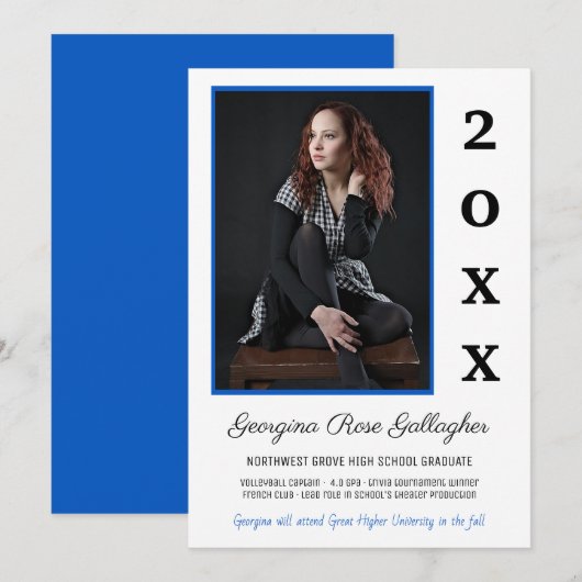 Afstuderen Moderne foto Eenvoudig Afstudeerder Jaa Aankondiging (Voorkant / Achterkant)