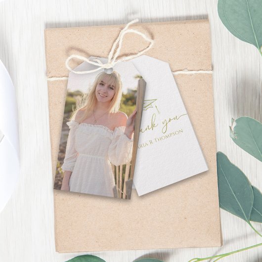 Afstuderen Moderne foto Eenvoudig Dank je wel Cadeaulabel