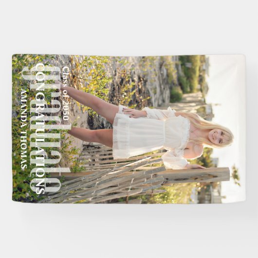 Afstuderen Moderne foto felicitatie eenvoudig Spandoek (Horizontaal)