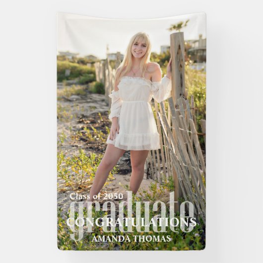 Afstuderen Moderne foto felicitatie eenvoudig Spandoek (Verticaal)