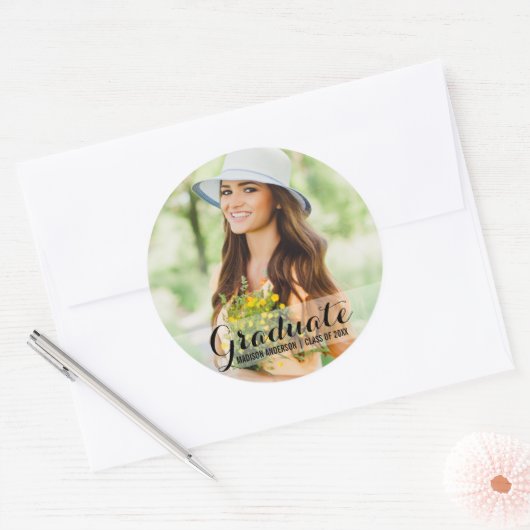Afstuderen Moderne foto naam Stickers (Envelop)