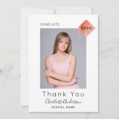 Afstuderen Moderne foto roos Goud bedankkaart (Voorkant)