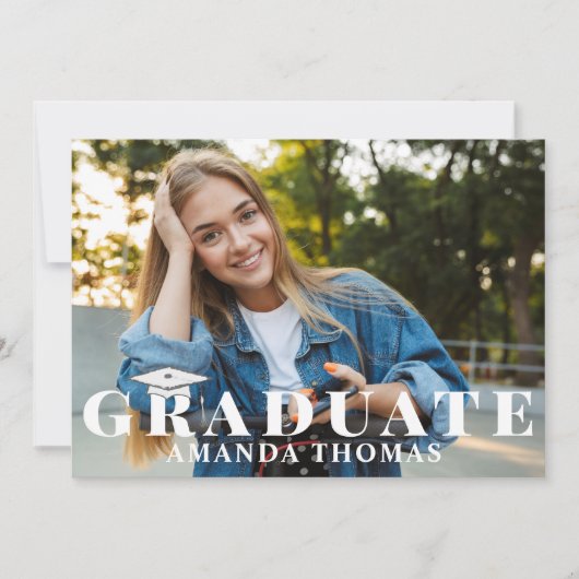 Afstuderen Moderne foto Simple Typography Black Kaart (Voorkant)