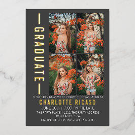 Afstuderen Moderne foto-sjabloon Aangepast Folie Uitnodiging