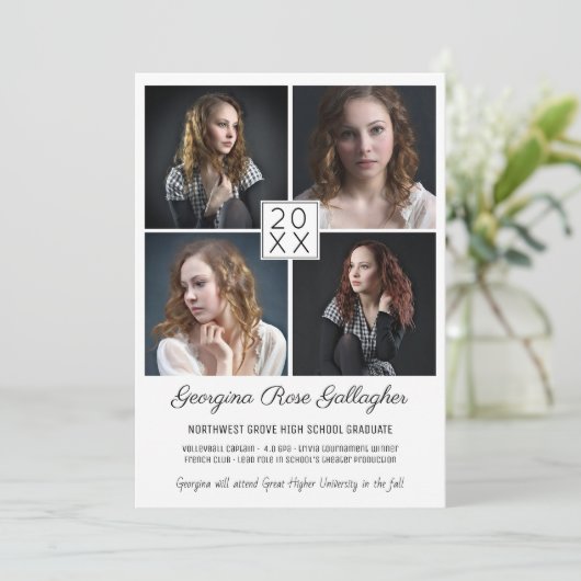 Afstuderen Moderne fotocollage Eenvoudig Afstudeer Aankondiging (Staand voorkant)