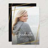 Afstuderen Moderne Gouden Geometrische Fotouitnodi Kaart (Voorkant / Achterkant)