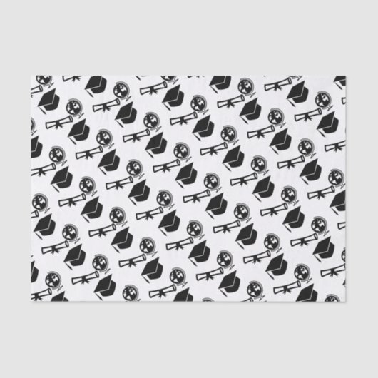 Afstuderen Moderne Icons Black en White Tassel Pet Tissuepapier (Voorkant)