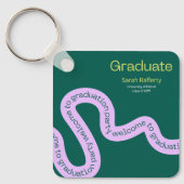 Afstuderen moderne kleurrijke groene typografie sleutelhanger (Voorkant)