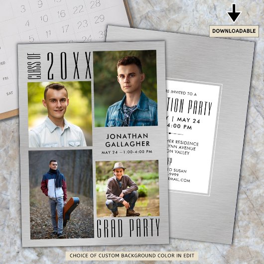 Afstuderen Moderne metalen zilver, stijlloos zwart Kaart