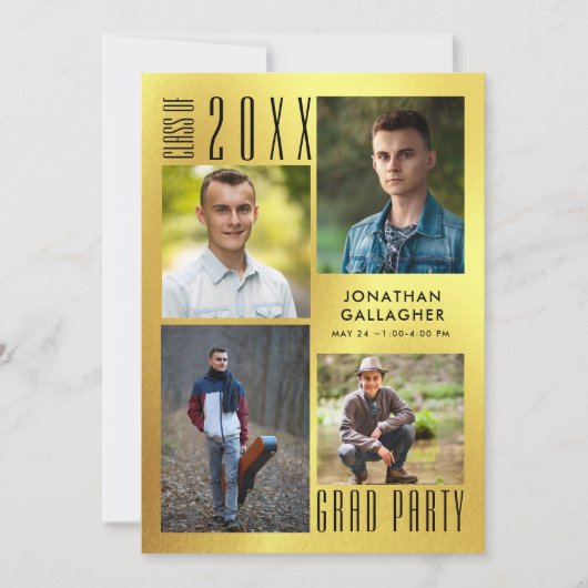 Afstuderen Moderne metallische goudvormig zwart Kaart (Voorkant)