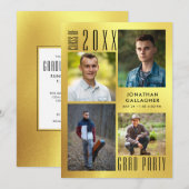 Afstuderen Moderne metallische goudvormig zwart Kaart (Voorkant / Achterkant)