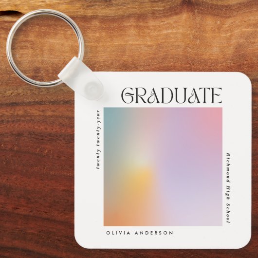 Afstuderen moderne minimale aura pastel-typografie sleutelhanger (Voorkant)
