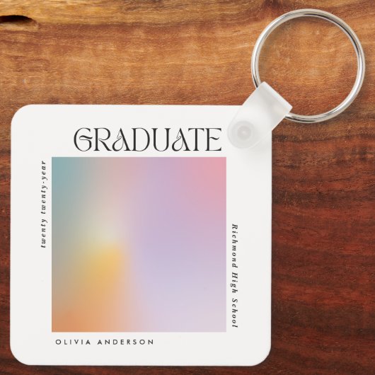 Afstuderen moderne minimale aura pastel-typografie sleutelhanger (Achterkant)