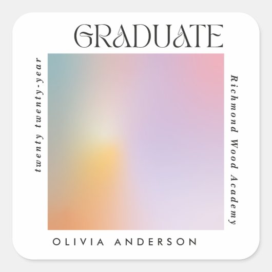 Afstuderen moderne minimale aura pastel-typografie vierkante sticker (Voorkant)