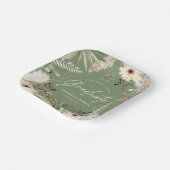 Afstuderen moderne pampas gras groene elegant papieren bordje (Gebogen)