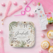 Afstuderen moderne pampas loof elegant chic papieren bordje (Feest)