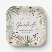 Afstuderen moderne pampas loof elegant chic papieren bordje (Voorkant)