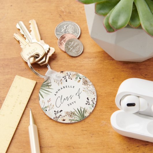 Afstuderen moderne pampas loof elegant chic sleutelhanger (Bureau)