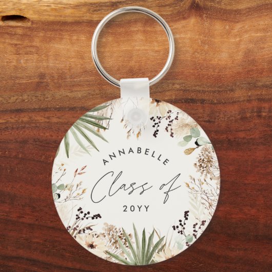 Afstuderen moderne pampas loof elegant chic sleutelhanger (Voorkant)