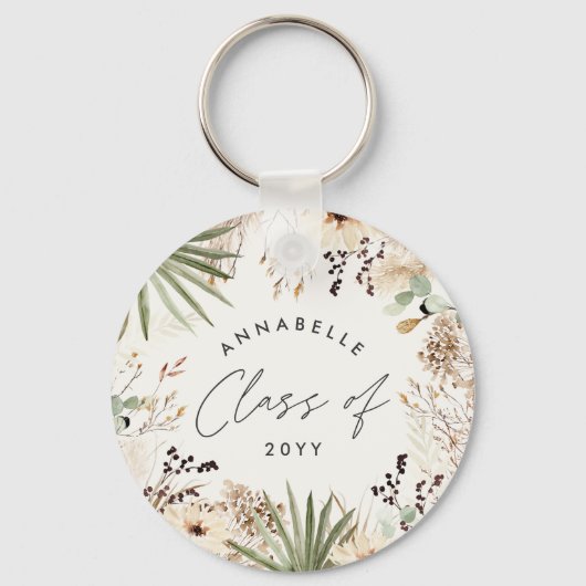 Afstuderen moderne pampas loof elegant chic sleutelhanger (Achterkant)