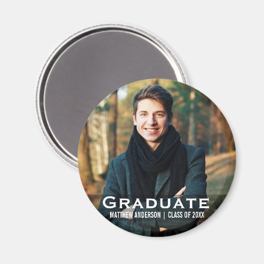 Afstuderen Moderne Photo Magnet Round (Voorkant / Achterkant)
