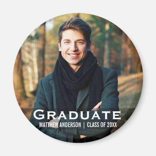 Afstuderen Moderne Photo Magnet Round (Voorkant)