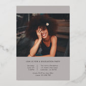 Afstuderen Moderne Roos Gold Photo Afstuderen Foli Folie Uitnodiging (Achterkant)