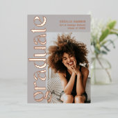 Afstuderen Moderne Roos Gold Photo Afstuderen Foli Folie Uitnodiging (Staand Voorkant)