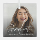 Afstuderen Moderne Script Calligraphy Photo Glas Ornament (Voorkant)