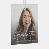 Afstuderen Moderne Script Calligraphy Photo Glas Ornament (Voorkant Rechts)