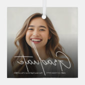 Afstuderen Moderne Script Calligraphy Photo Glas Ornament (Achterkant)