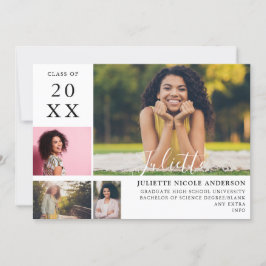 Afstuderen Moderne stijlvolle 4 Fotoaankondiging Kaart