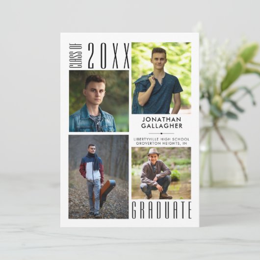 Afstuderen Moderne, stijlvolle foto-inklage Aankondiging (Staand voorkant)