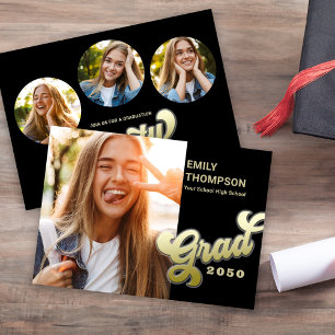 Afstuderen Moderne Stijlvolle Retro Gouden Fotocol Kaart