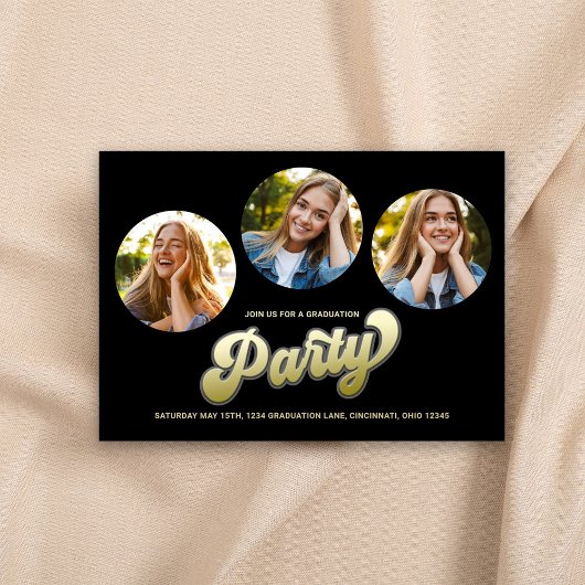 Afstuderen Moderne Stijlvolle Retro Gouden Fotocol Kaart