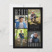 Afstuderen Moderne, stijlvolle vier foto's zwart Aankondiging (Voorkant)