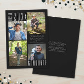 Afstuderen Moderne, stijlvolle vier foto's zwart Aankondiging